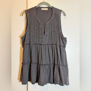 Lucky Brand Charcoal Sleeveless Tank Top